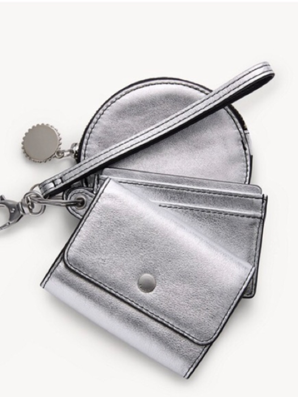 Fossil Rio 3-in-1 Silver Leather Wristlet Set - New with tags